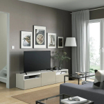 Тумба под ТВ - IKEA BESTÅ/BESTA/БЕСТО ИКЕА, 42х39х180 см, белый/бежевый