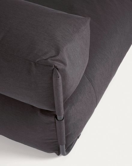 Пуф-шезлонг со спинкой Square темно-серого цвета для садового модульного дивана 165 x101см