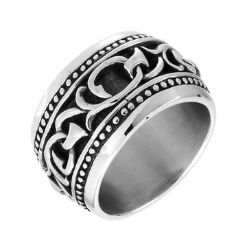 Кольцо стальное Узор (056)