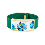 Браслет Fiore Luna на зеленом кожаном ремешке CB13599-3