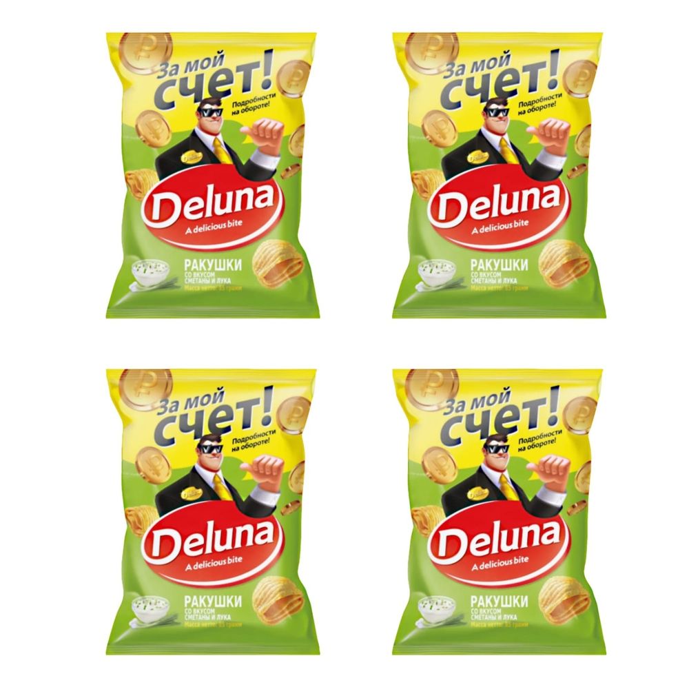 Кукурузные снеки Deluna Сметана и лук 85 г x 4 шт