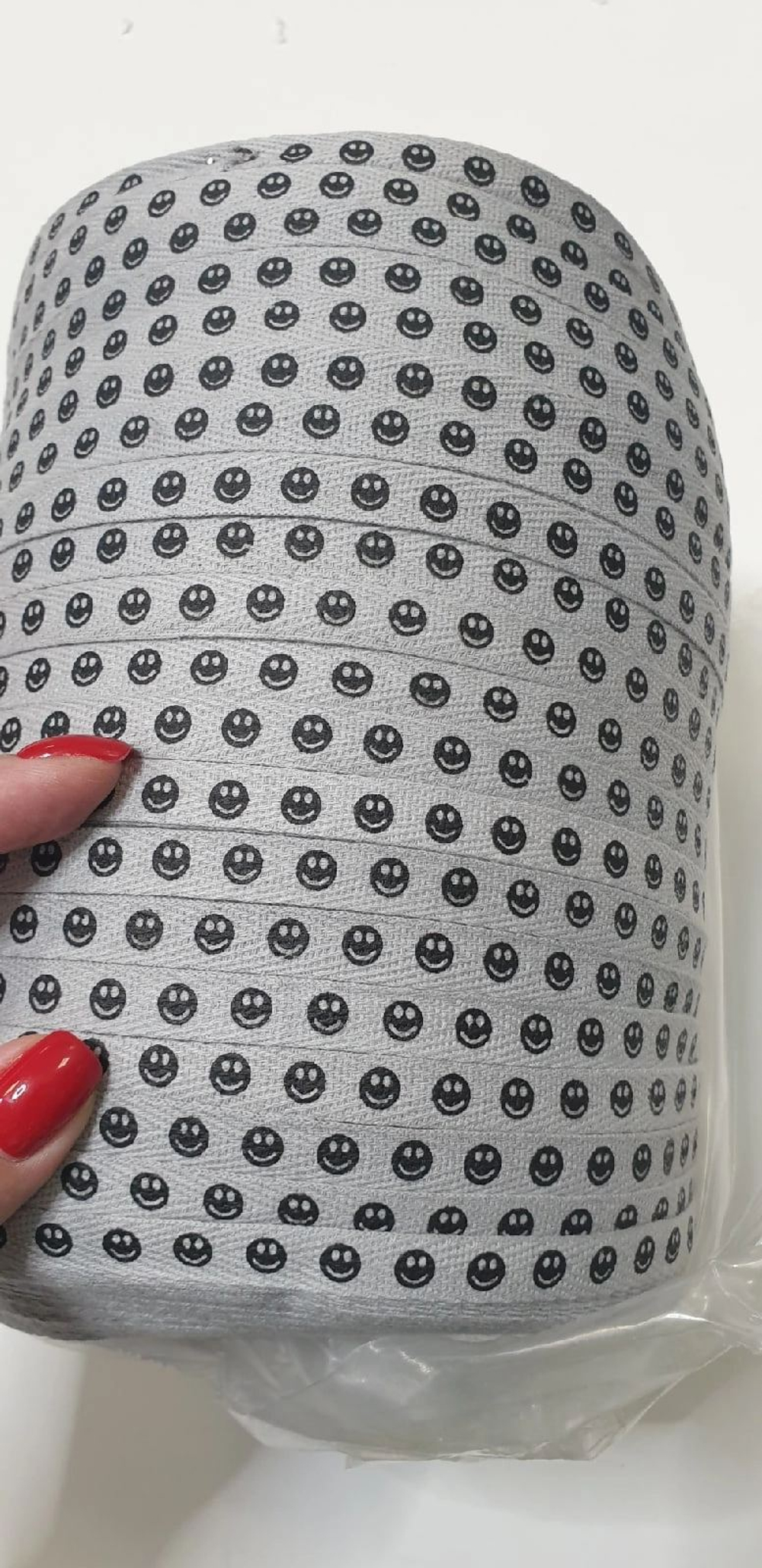 Серая лента киперная (смайлик) 1см