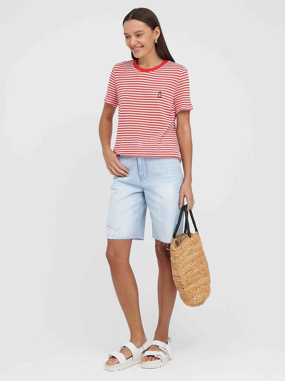 Футболка Kefirmaykifer В Полоску красно-белая