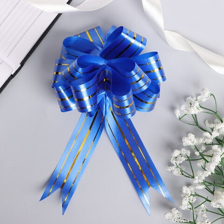 Бант-шар 3 см, Золотые линии, синий