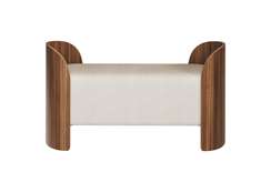 Банкетка Lagom 2 120 см (молочный рогожка, орех)