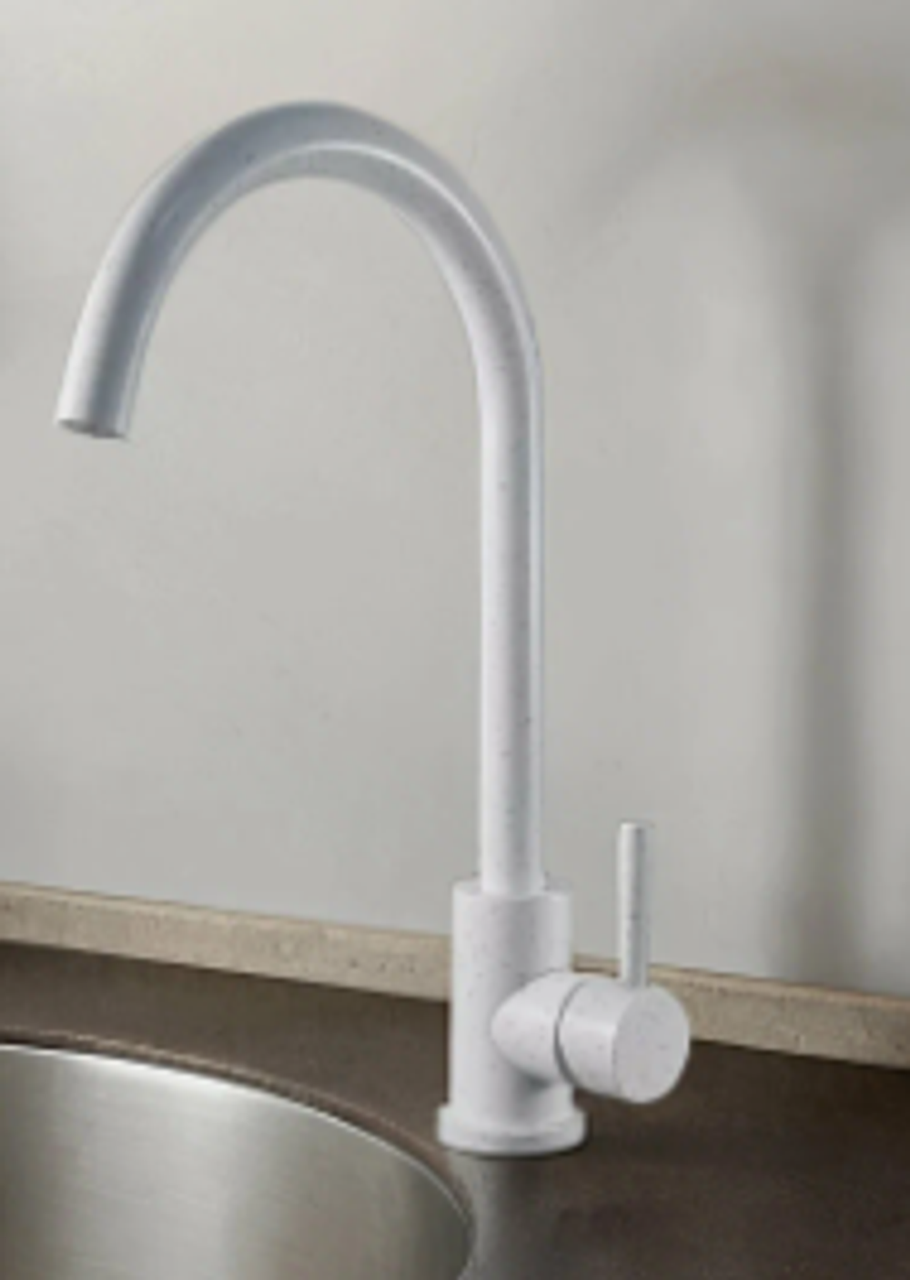 ESKO Смеситель для кухни K45 Kitchen  поворотный выс.излив 35 под гайку ,БЕЛЫЙ гранитная крошка