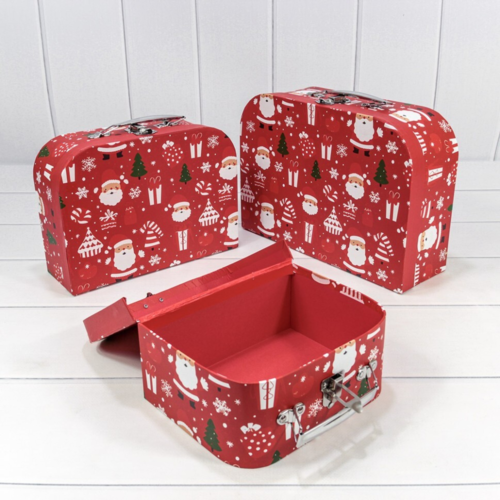 Коробка 30 х 21 х 9.6 см Набор 3 шт "Чемодан" (Красный)