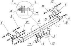 Фаркоп Avtos на MITSUBISHI LANCER IX (2003-2007)(паспорт и сертификат в комплекте)(без электрики)MI 22