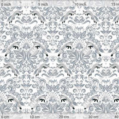 Дамасский орнамент с лисами в серых оттенках. (Дизайнер Irina Skaska) by Irina Skaska 297 DPI