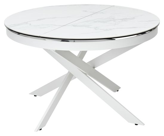 Стол TRENTO 120 HIGH GLOSS STATUARIO Белый мрамор глянцевый, керамика/ белый каркас