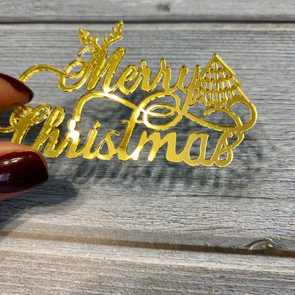 Украшение «Merry christmas» золото, 10 шт