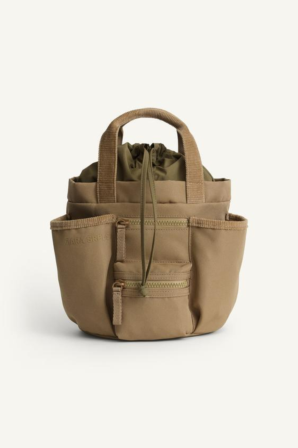 ZARA ХЛОПКОВАЯ МИНИ-СУМКА, ЗЕЛЕНЫЙ