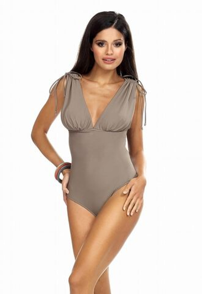 Совместный купальник с лифом из широких полос (Размер: 80/40) (Цвет: кофейный)