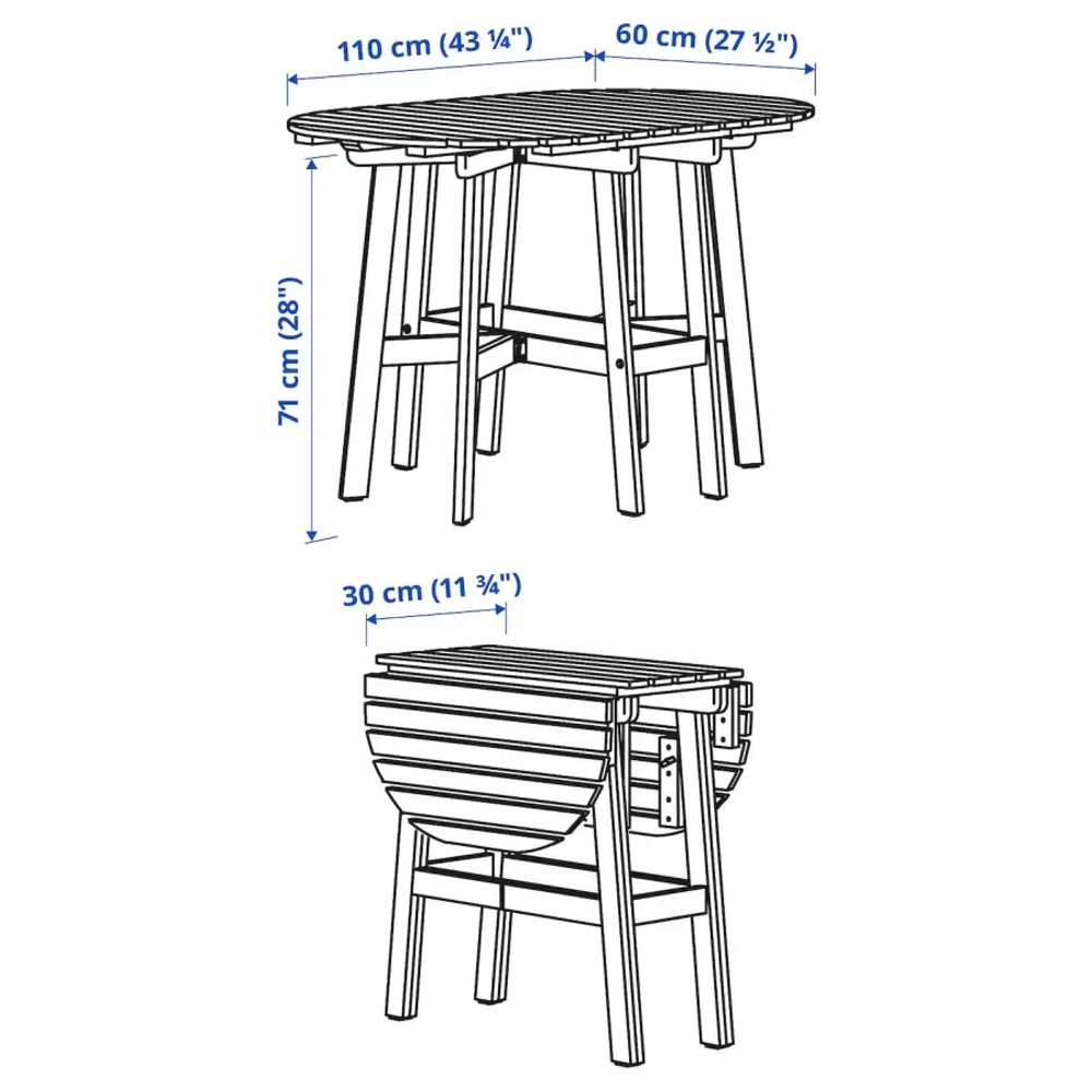 Стол с подставкой - IKEA ASKHOLMEN/АСХОЛЬМЕН ИКЕА, 71х110х70 см, коричневый