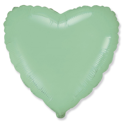 F Сердце Мятный / Pastel mint, фольгированный шар  18"/46 см