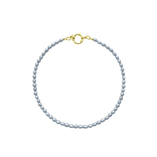 Колье из жемчуга формы рис ( grey )