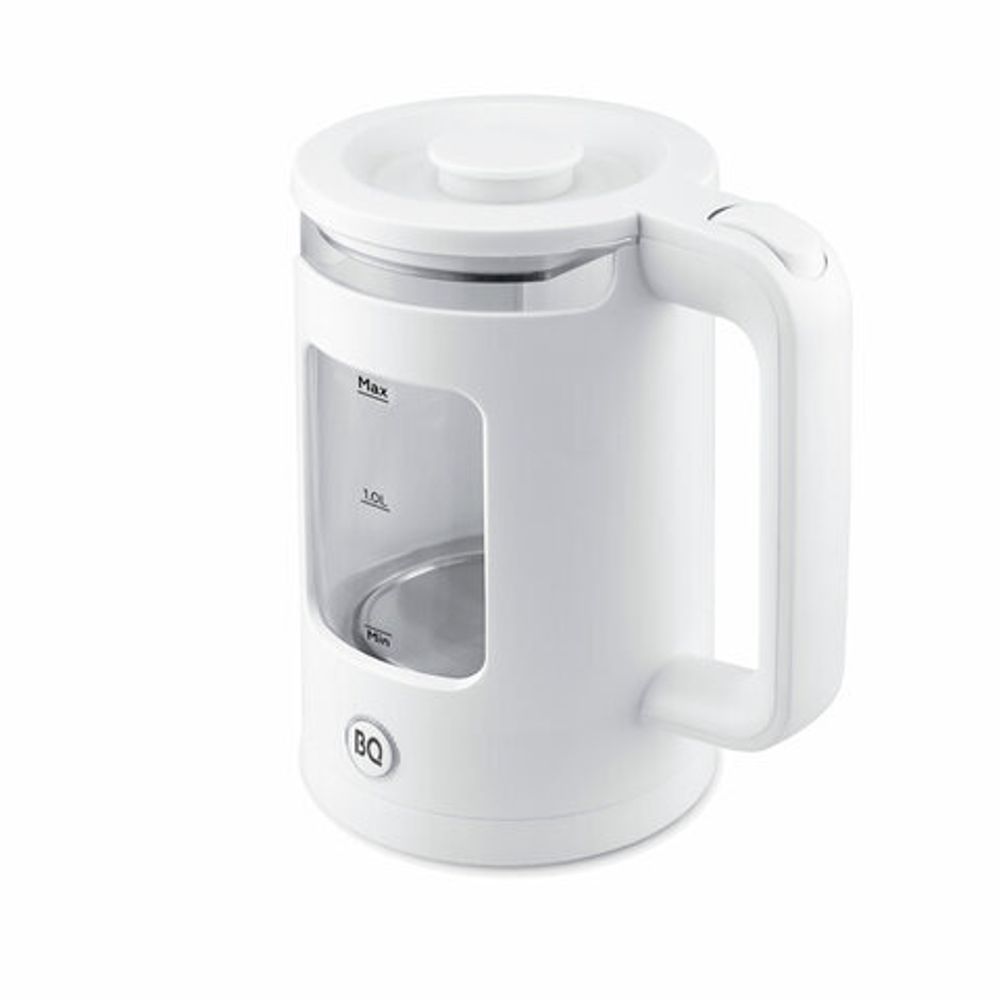Чайник BQ (БИ-КЬЮ) KT2000G, 1,5 л, 1500 Вт, закрытый нагревательный элемент, стекло, белый, 86192234