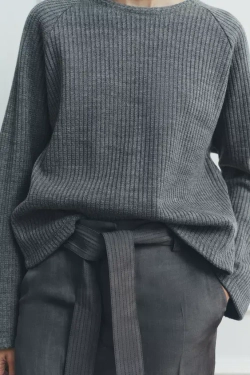 ZARA МЯГКИЙ СВИТЕР, СЕРЫЙ