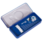 Пенал металлический 2 отделения Alingar, таблица умножения, органайзер, 100 х 220 мм, "Space travel. Космонавт", синий (космонавт в ракете)