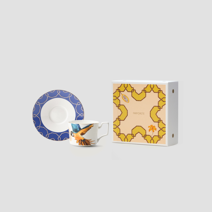 Чайная пара Farforite «Попугай / Амазония» 250 мл в подарочной коробке