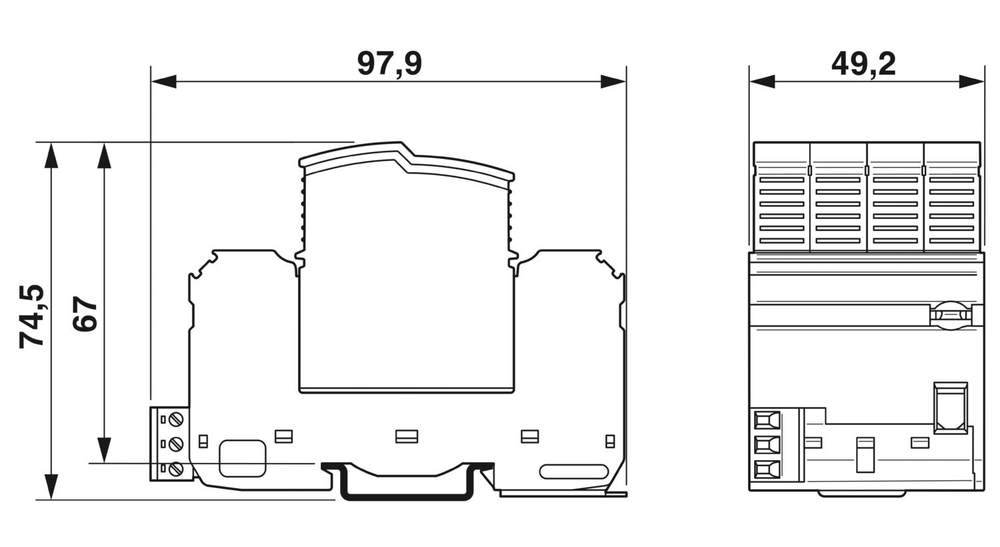 1076468 - VAL-SEC-T2-4+0-440-FM - Разрядник для защиты от импульсных перенапряжений, тип 2