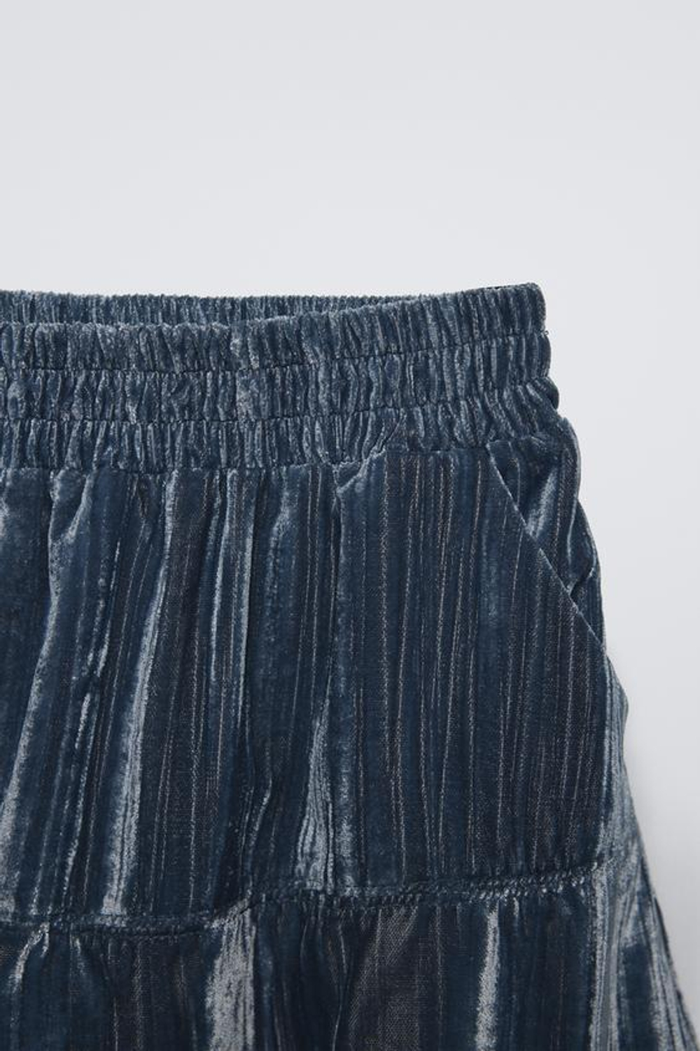 ZARA БАРХАТНАЯ ЮБКА-ШОРТЫ, ВЫЦВЕТШИЙ СИНИЙ