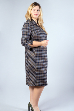 Платье женское 3811АП, синяя серая кл #406ССК053811АП