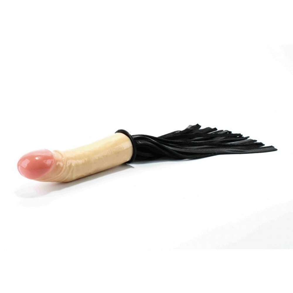 Черная кожаная плеть со штырьком для насадок (Цвет: черный)