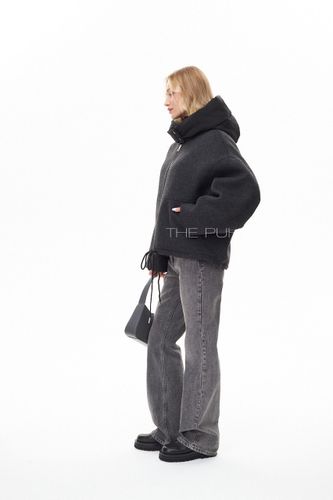 Утепленная графитовая куртка с капюшоном