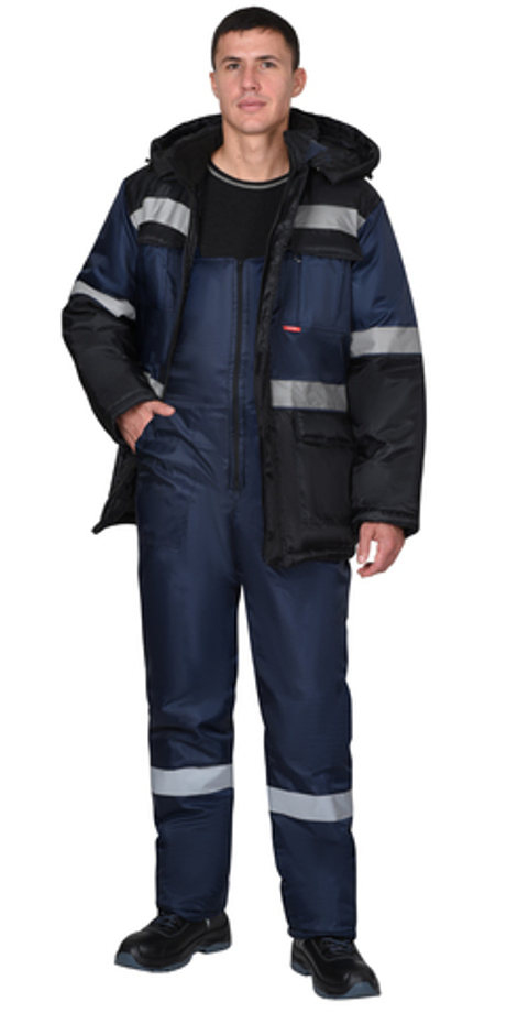Костюм СИРИУС-ТЕРМИНАЛ зимний, куртка, п/к, синий с черным и СОП