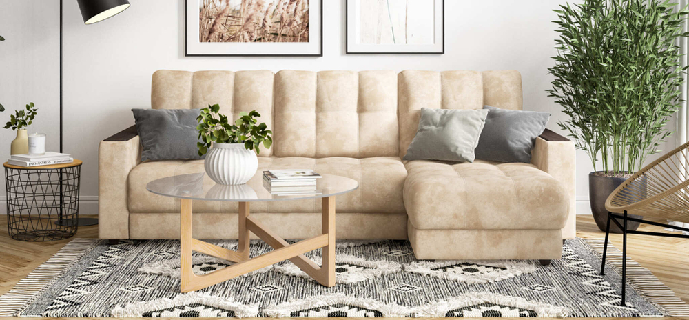 Угловой диван BOSS 3.0 Classic XL велюр Alkantara пепел