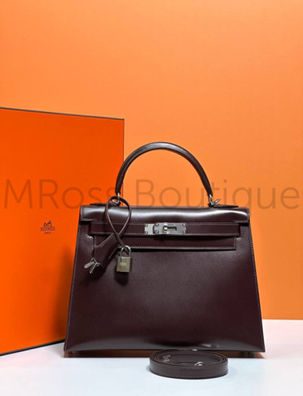 Женская сумка Hermes Kelly коричневого цвета