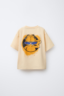 ZARA ФУТБОЛКА С ПРИНТОМ GARFIELD © PAWS INC, МАНДАРИНОВЫЙ