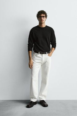 ZARA ДЖИНСЫ STRAIGHT ДЛИНОЙ ДО ЩИКОЛОТКИ, БЕЛЫЙ