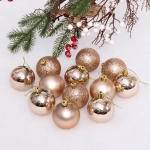 Новогодние шары 6 см (набор 24 шт) «Микс фактур», шампань