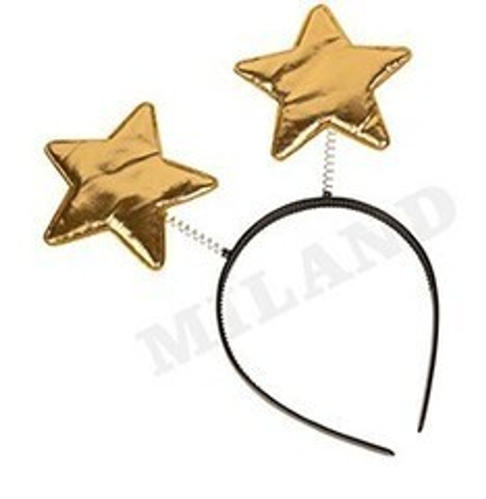 Ободок карнавальный, Золотые звезды, 20*25 см, 1 шт.