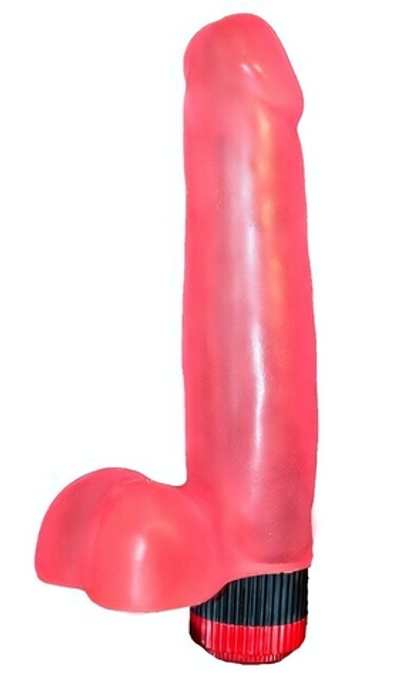 Гелевый вибратор в форме фаллоса с мошонкой (16,5 см ) (Цвет: розовый)