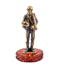 Народные промыслы AM-3665 Фигурка «Киса Воробьянинов» (латунь, янтарь)