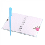 Блокнот в футляре, 17,5 см * 19,5 см, гребень, Alingar, ламинация, конгрев, эффект 3D, ручка, замочек, клетка, 45 л., "Котик", голубой