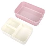 Ланч-бокс контейнер, 2 секции, 3+1 отделения, 1,4 л, ложка, вилка, 7х21х14 см, розовый, JOYLUX (ДЖОЙЛЮКС), 609348