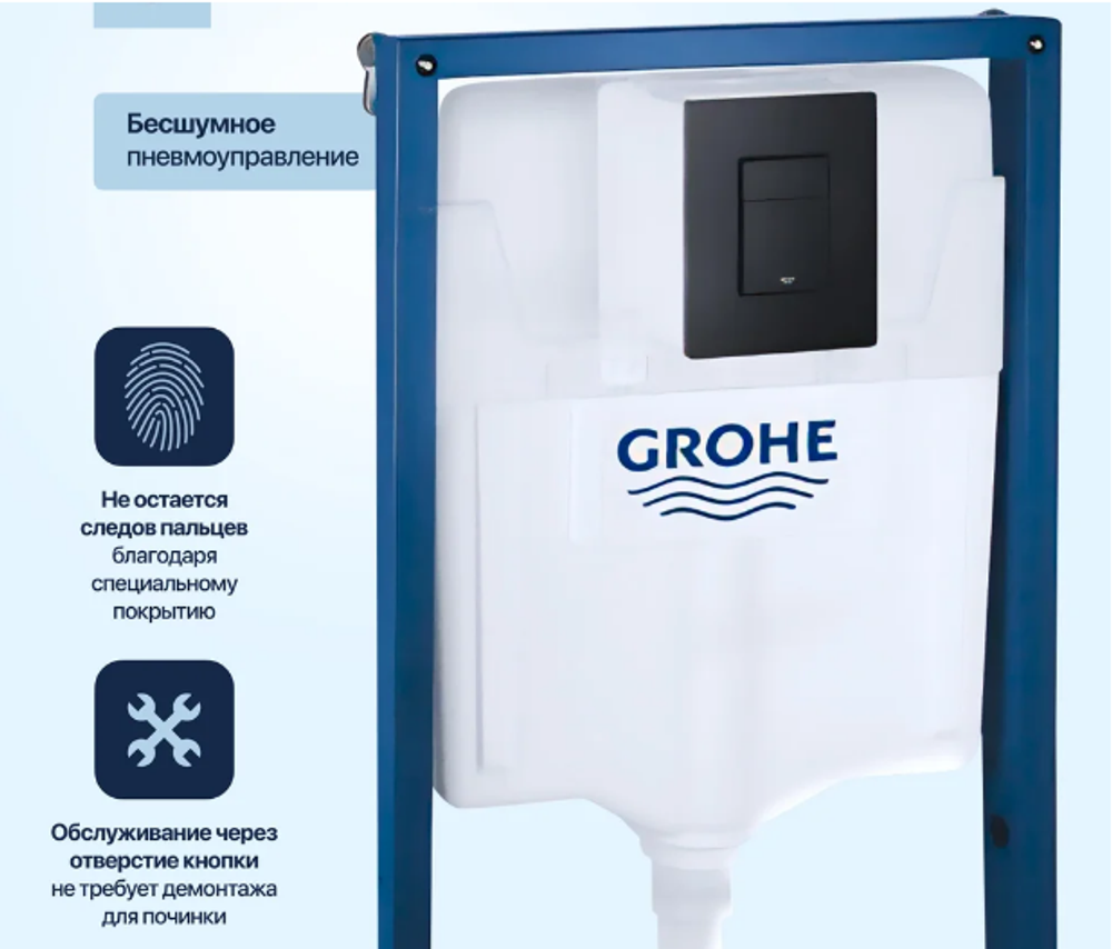 Система инсталляции для унитаза GROHE Solido 4 в 1 с панелью смыва Even, фантомный черный (38811KF0)