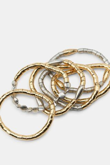 ZARA НАБОР КОМБИНИРОВАННЫХ ЭЛАСТИЧНЫХ БРАСЛЕТОВ, ЗОЛОТОЙ/СЕРЕБРЯНЫЙ