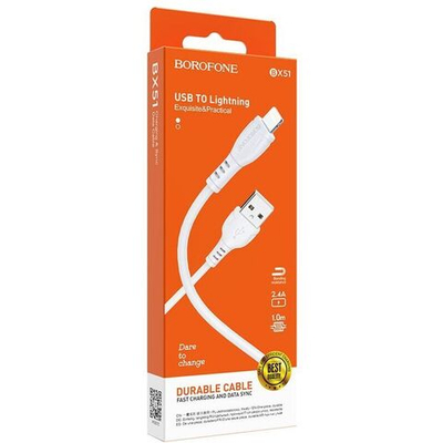 Кабель Borofone BX51 USB Lightning 1m белый