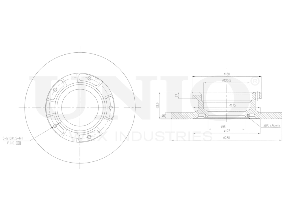 Диск тормозной задний UNIO BRD-20399