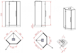 Кабина душевая Esbano (Эсбано) ESM-PENTA-90 L, с низким поддоном, с гидромассажем, 90х90х215