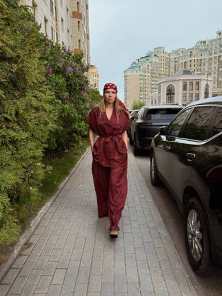 Брюки летящие вишня