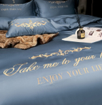 Постельное белье Сатин Гладкокрашеный Вышивка Делюкс на резинке DHCR005