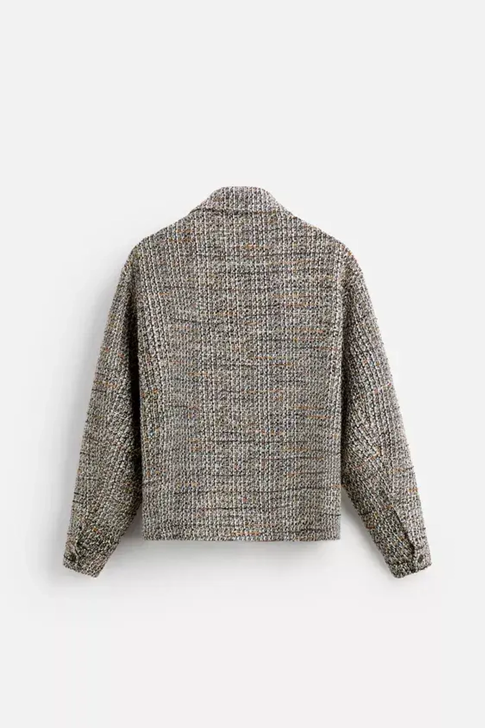 ZARA КУРТКА-РУБАШКА ИЗ РЕЛЬЕФНОЙ ТКАНИ С МОЛНИЕЙ, РЫЖЕВАТО-КОРИЧНЕВЫЙ