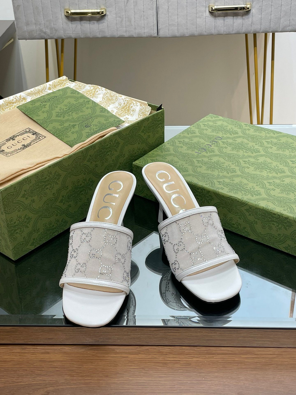 Gucci GG Mid-Heel Slide Sandal 7.5 cm