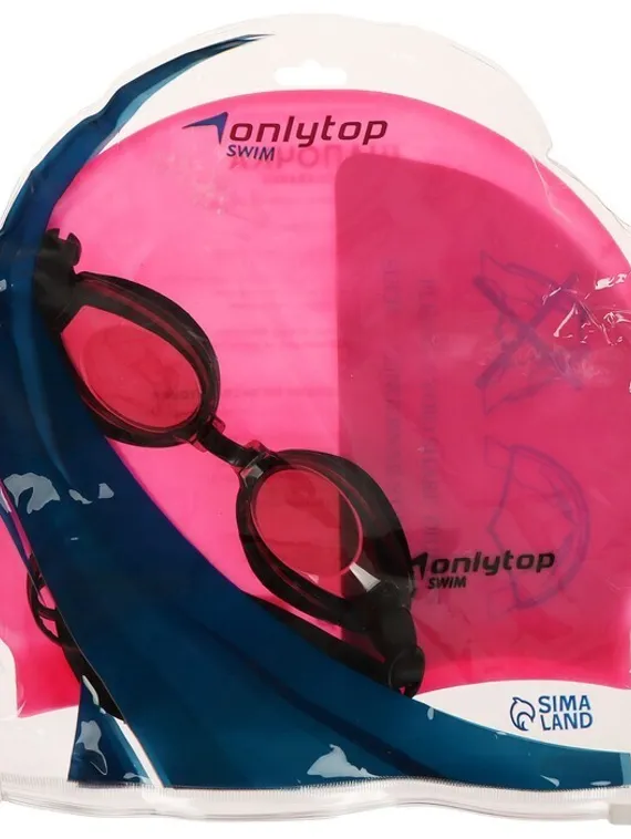 Набор для плавания: очки+шапочка, цвета микс